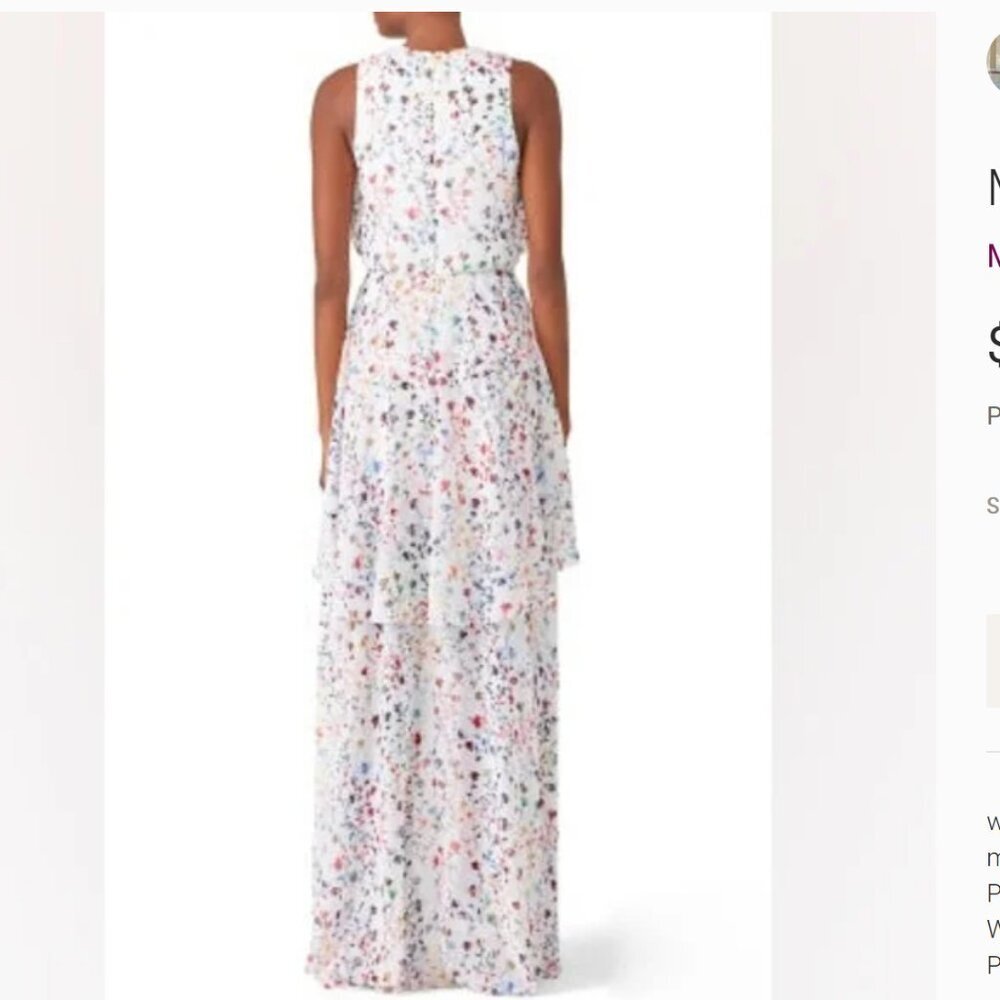 Monique Lhuillier floral romantic fairy  dress gown 10 - Picture 3 of 14